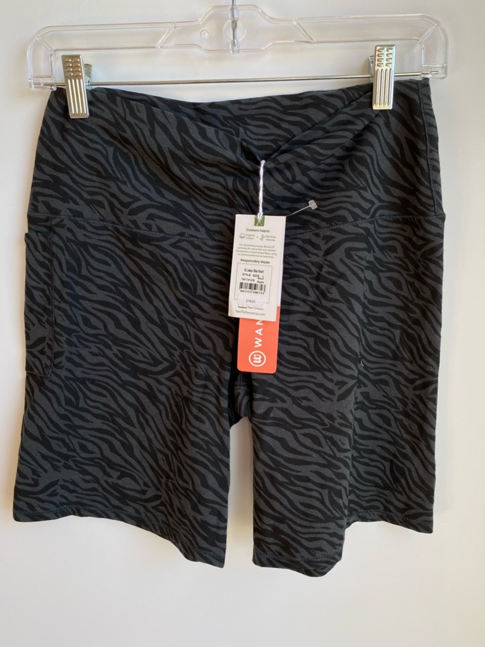Tasc ALLways Pocket Bike Short Black Ripple Organic Cotton Blend Women’s L